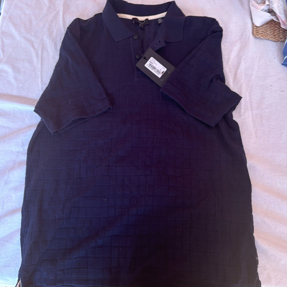 Ted Baker Navy Textured Polo Size 3 NWT